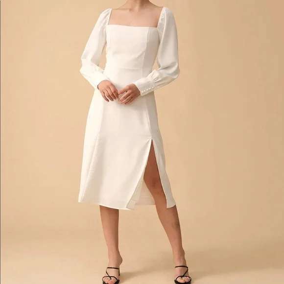RIHOAS | Dresses | Brand New Womens Square Neck Long Sleeve Slit Midi Dress  | Poshmark